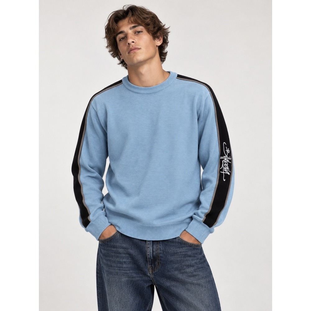 Vintage 90s Billabong Sweater Mens L Blue Sleeve Logo Surf Skate Korea Y2K Ski